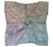 Load image into Gallery viewer, Motherhood Hit Me Like a Train Silk Art Scarf by Artist Rachael Grad