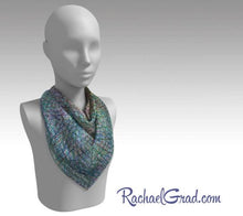 Load image into Gallery viewer, Motherhood Hit Me Like a Train Silk Art Scarf by Artist Rachael Grad on model