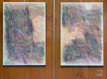 Load image into Gallery viewer, Motherhood Hit Me Like a train 2 panel paintings by artist Rachael Grad