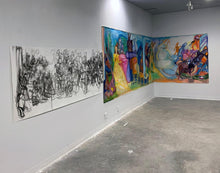 Load image into Gallery viewer, After the Plague Party in Technicolour painting by Rachael Grad in BIND Art Show