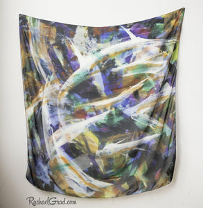 Black White Abstract Art Scarf by Artist Rachael Grad square scarves