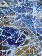 Load image into Gallery viewer, Blue White Abstract Marks Painting Artwork Detail Closeup by Artist Rachael Grad