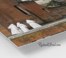 Load image into Gallery viewer, Christian Nuns Italian Photography Gifts, Group of Nuns Holiday Gift Art, Fine Art 3 Nuns Venice Italy Art Print, Catholic Sisters Wall Art by Artist Rachael Grad, corner closeup