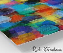 Load image into Gallery viewer, Colorful Abstract Art | Multicolor Artwork | Colourful Square Art Prints | High Shine Artwork for Home or Office Decor Colourful Art Prints corner closeup Rachael Grad