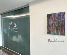 Load image into Gallery viewer, Colorful Abstract Prints | 24 x 20 High Gloss Abstract Art, Striped Artwork Green Blue Red Yellow Purple Multicolor Lines Artwork Wall Decor by Rachael Grad outside Glow Medi Spa