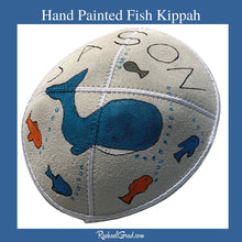 Load image into Gallery viewer, Hand Painted Fish and Whale Art Kippah by Artist Rachael Grad