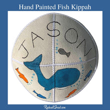 Load image into Gallery viewer, Hand Painted Whale and Fish Art Kippah by Artist Rachael Grad