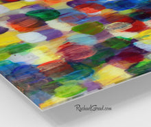 Load image into Gallery viewer, Colorful Wall Art | Square Abstract Art Prints | Yellow Purple Multicolored Abstract Art Wall Decor Colors | Colourful Prints by Artist Rachael Grad corner closeup