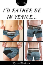 Load image into Gallery viewer, I'd rather be in Venice Matching Underwear Briefs Set for Couples by Toronto Artist Rachael Grad