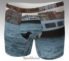 Load image into Gallery viewer, Men's Boxer Briefs Underwear Dogs Swimming Venice Italy by Rachael Grad front view Giudecca Island canal water