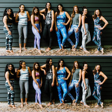 Load image into Gallery viewer, Pilates Women in art tops and leggings by Toronto Artist Rachael Grad