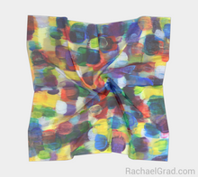 Load image into Gallery viewer, men's pocket square in purple and yellow by artist Rachael Grad