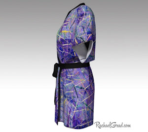 Purple Abstract Art Kimino Robes by Artist Rachael Grad side view
