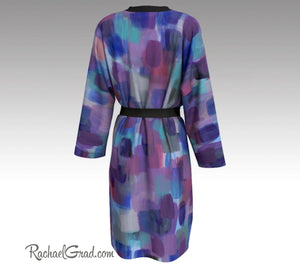 Purple Art Robe, Abstract Art Brides Robes by Artist Rachael Grad