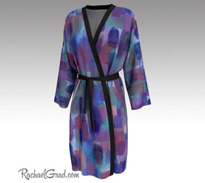 Purple Blue Bathrobe, Art Robes for Women, Holiday Gift for Her, Purple Peignoir Bathrobes by Artist Rachael Grad