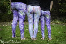 Load image into Gallery viewer, Purple Leggings with Abstract Art by Artist Rachael Grad back