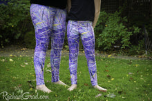 Load image into Gallery viewer, Purple Leggings with Abstract Art by Artist Rachael Grad on mom and daughter front