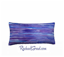 Load image into Gallery viewer, Pillowcase Purple Blue Stripes Pillows by Toronto Artist Rachael Grad back