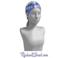 Load image into Gallery viewer, Silk Art Scarf with White and Blue Stars Art by Toronto Artist Rachael Grad