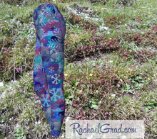 Load image into Gallery viewer, Snowflake Yoga Leggings for Women, Holiday Gift for Her, Purple Blue Tights, Winter Gifts Art Pants by Artist Rachael Grad side view