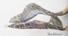 Load image into Gallery viewer, Striped Art Scarf in Wind Held in Hands Rachael Grad Artist