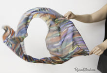 Load image into Gallery viewer, Striped Art Scarf in Wind Held in Hands Rachael Grad Artist