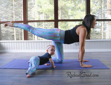 Load image into Gallery viewer, Turquoise Baby Leggings, Teal Baby Tights Art by Artist Rachael Grad on mom and baby