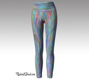 Mommy and Me Matching Leggings, Teal Turquoise Pants by Rachael Grad women's tights front view