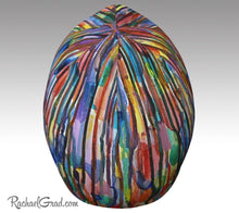 Load image into Gallery viewer, Winter Hat Beanie with Colorful Stripes Toque Women, Kids Beanie Hat Multicolor Art Hats Beanie Women Colorful Hats for Her, Winter Gifts by Toronto Artist Rachael Grad top view