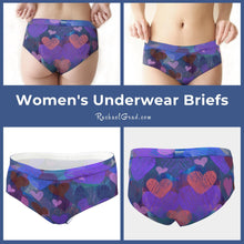 Load image into Gallery viewer, Womens underwear boxer briefs Valentines hearts by Artist Rachael Grad