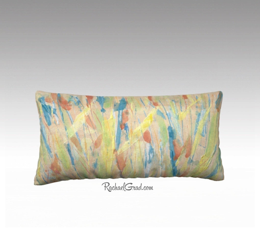Yellow Grass Abstract Art Long Pillowcase Toronto Artist Rachael Grad front view