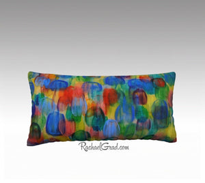 Yellow Green Pillow | Abstract Art Long Pillowcase | Colorful Kids Room Decor by artist Rachael Grad