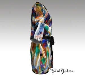 Abstract Art Kimono Robe | Art Robes for Women Side View by Artist Rachael Grad