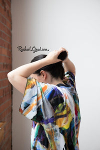 Abstract Art Kimono Robe | Art Robes for Women | Black Kimono Bathrobe | Black Robe | Original Black Abstract Art | Brides Kimono Robes Rachael Grad Artist