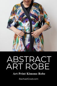 Abstract Art Black Kimono Robe Artist Rachael Grad Bathrobe