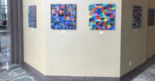 Load image into Gallery viewer, Colorful Abstract Multicolor Acrylic Art Print in Blues, Purples & Multicolors by Artist Rachael Grad on view at the Hilton Toronto/Markham Suites