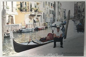 Gondolier Resting, Venice, Italy, Ink on Metal Limited Edition Print, 12" x 18"-rachaelgrad-18" x 12"-rachaelgrad artsy gifts colorful artwork multicolor