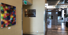 Load image into Gallery viewer, old shoes and abstract art print by artist rachael grad on view in hotel hilton toronto/markham conference centre & spa