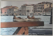 Load image into Gallery viewer, Old Shoes, Venice, Italy, Ink on Metal Limited Edition Print, 24" x 36"-rachaelgrad-36" x 24"-rachaelgrad artsy gifts colorful artwork multicolor