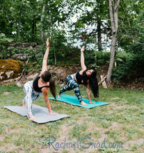 Load image into Gallery viewer, black and women's leggings by Canadian Artist Rachael Grad on women in yoga pose