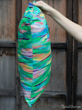Load image into Gallery viewer, green pillow 24 x 12 by Toronto Artist Rachael Grad in hand side view