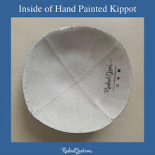 Load image into Gallery viewer, inside of hand painted abstract art kippah by artist Rachael Grad