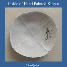 Load image into Gallery viewer, inside of hand painted ombre art kippah by artist Rachael Grad