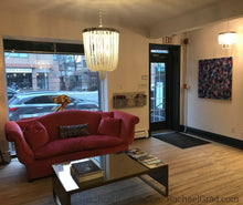 Load image into Gallery viewer, Fluid Art Print Pillow on Beautiful Pink Couch by artist rachael grad artwork dot series