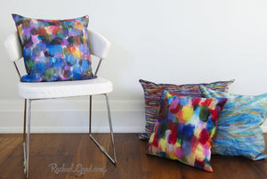 Group of 4 Color Art Pillows Abstract Art Pillowcases by Toronto Artist Rachael Grad