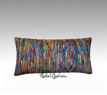 Load image into Gallery viewer, Lines Art Pillow by Toronto Artist Rachael Grad, Long Pillowcase MultiColor Pillow Sham Bright Reds and Blues-24" x 12" Pillow Case-rachaelgrad-rachaelgrad artsy abstract colorful artwork multicolor