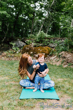 Load image into Gallery viewer, purple baby leggings on baby and mom by Canadian artist Rachael Grad