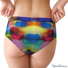 Load image into Gallery viewer, rainbow Women's Briefs by Artist Rachael Grad back view on model