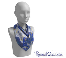 Load image into Gallery viewer, silk square scarf with stars art by toronto Artist Rachael Grad