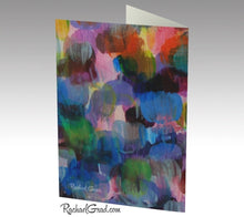Load image into Gallery viewer, Carte de note, Ensemble de 3 Cartes de correspondance d'art abstrait, papier à lettres, Bleu Violet Coloré Papier recyclé Vide à l'intérieur by Artist Rachael Grad